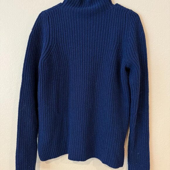 Dark Blue Wool High Neck Sweater | Vince | Sz L - Picture 4 of 7